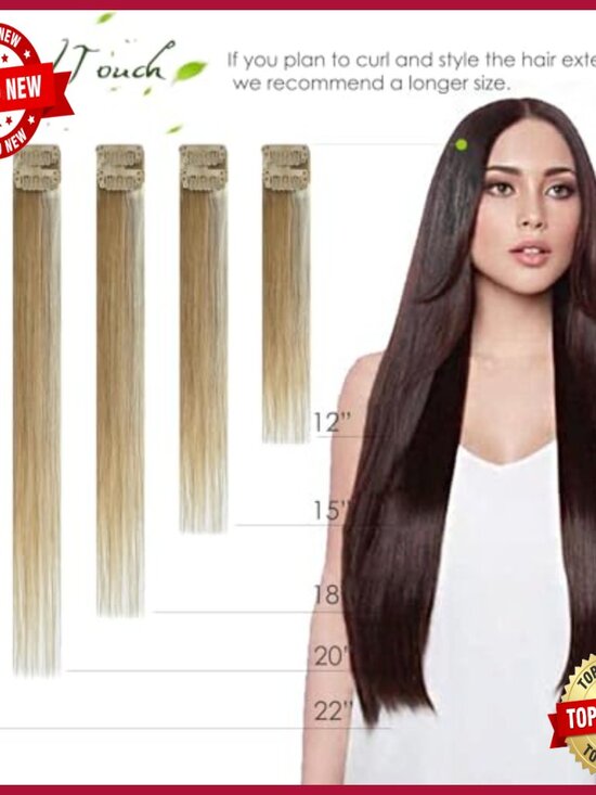 Clip-In Human Hair Extensions 22 Inch 75g 7 Pieces Remy Hair